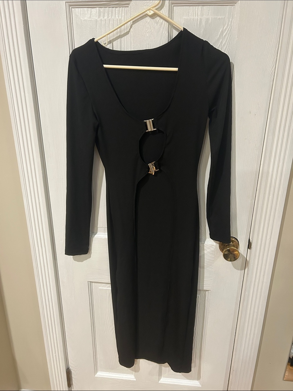 Black Long Sleeve Cutout Midi cover up